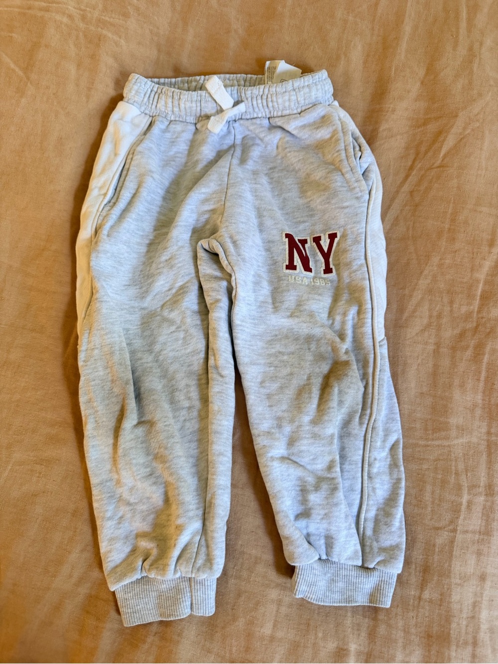 Zara Light Gray Joggers with Maroon NY Patch